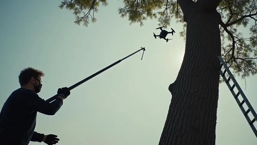 retrieve drone from tree