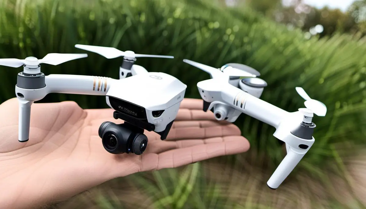 A comparison image showing the DJI Spark and DJI Phantom 3 drones side by side, highlighting their differences.