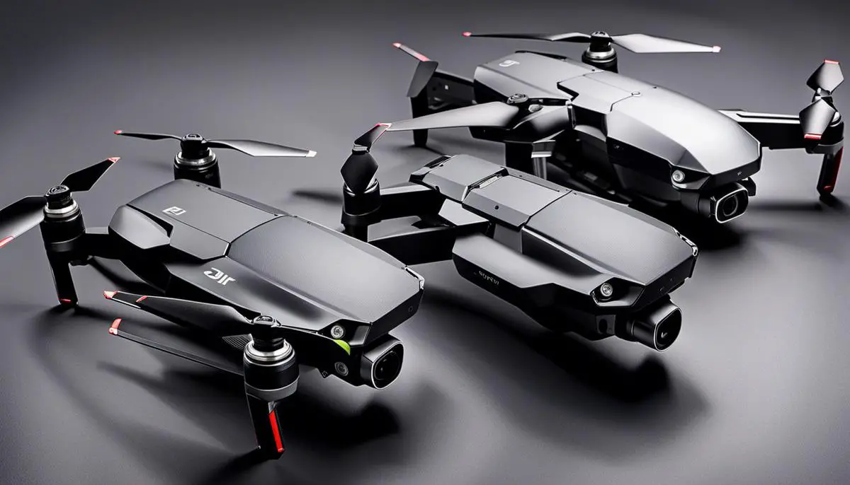 Comparison of flight performance between DJI Mavic 2 Pro and DJI Mavic Air 2, showing their top speeds, flight distances, wind resistance, obstacle sensing capabilities, and battery life.