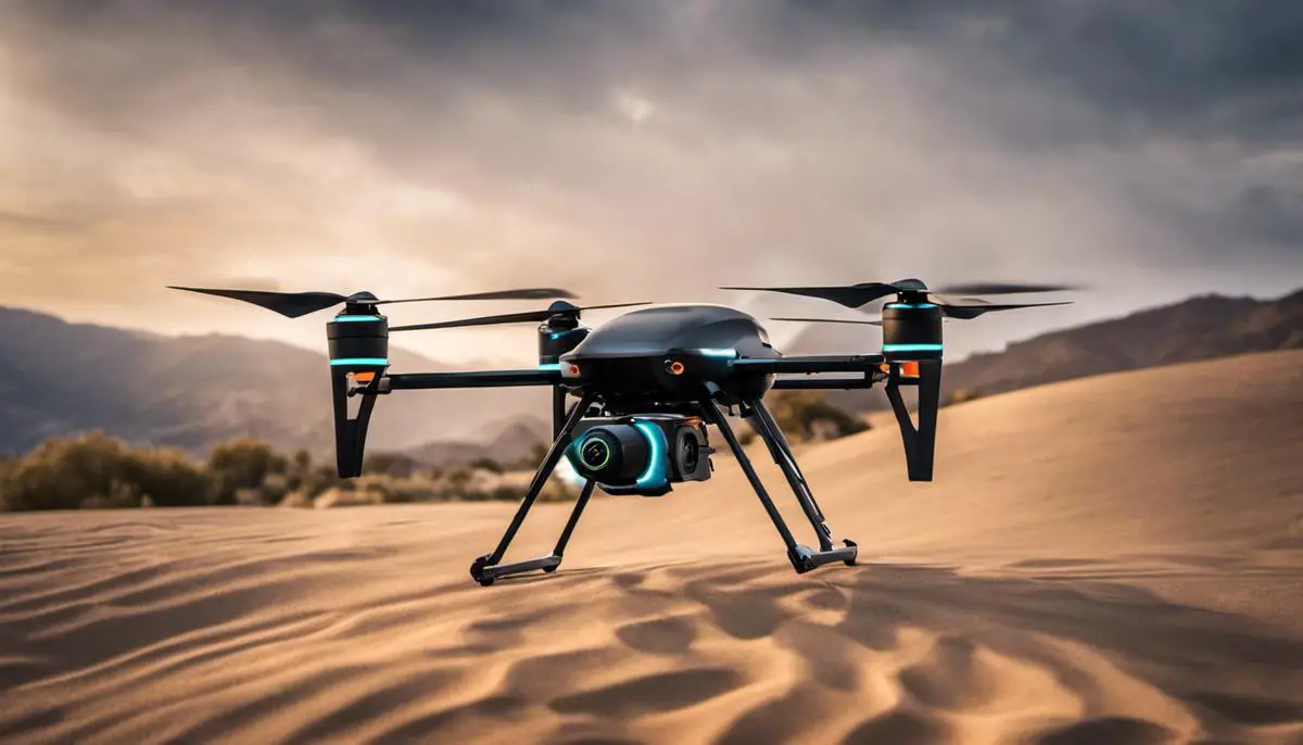 An image of an Exo drone landing accurately on a targeted spot.